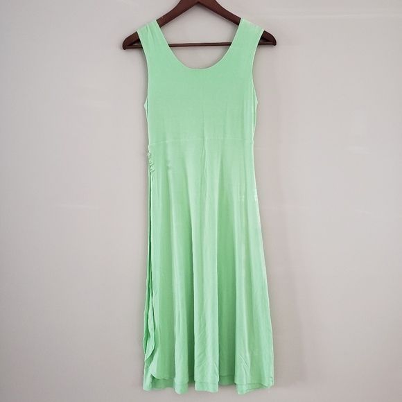 OQOQO by Lululemon Lime Green Bamboo Dress V Neck Cross Front XS Extra S… - Picture 2 of 5